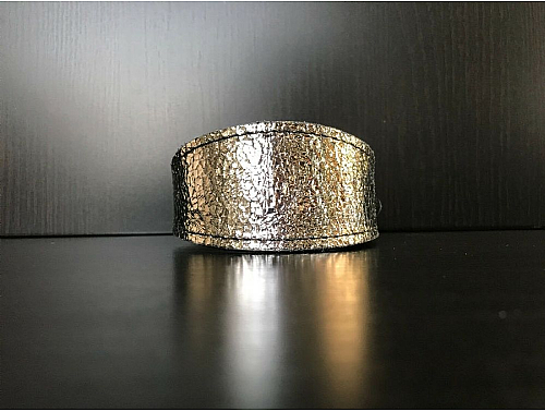 Lined Silver Alu Foil Effect - Whippet Leather Collar - Size S